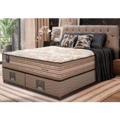 Imagem de Cama Box Queen Colchão Pillow In + Box 158x198x72 Molas Ensacadas Cama Inbox Duo Linem Bege