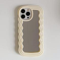 Imagem de Capa de telefone com espelho invisível para iPhone 14 14Pro Max 13 12 Pro 11 XS XR Luxo 3D Ondulado Soft Silicone Back Cover, amarelo, para iphone 12ProMax