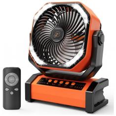 Imagem de Ventilador Portátil Recarregável com Bateria de 20000mAh, 4 Velocidades e Controle Remoto, 5V 37W, AddAcc D12, Laranja