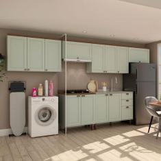 Imagem de Cozinha Completa Iluminata 12 Portas 3 Gavetas 100% Mdf Mint/Ébano - G
