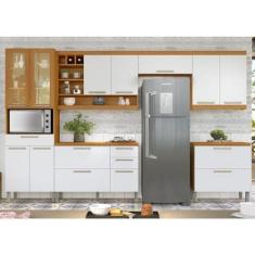 Imagem de Cozinha 5 Peças Armário Geladeira Burguesa Premium 100% Mdf Freijó/branco