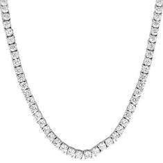 Imagem de Bling Bling NY Colar unissex de 1 fileira de tênis, diamantes criados em laboratório, acabamento prateado, 3 mm, 4 mm, 5 mm, 6 mm, corrente de tênis, 40 a 76 cm, pulseira de 16,5 a 23 cm, 18 inches,