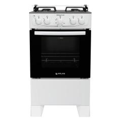 Imagem de Fogão a Gás de Piso 4 Bocas Atlas Mônaco Plus Mesa de Inox - Branco