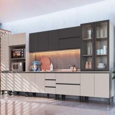 Imagem de Cozinha Completa Plátano 16 Portas 5 Gavetas Fumê/Grafite - Quiditá Móveis