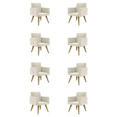 Imagem de Kit 08 Cadeiras Poltronas Decorativa - Escritório - Recepção Cor:bege