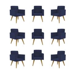 Imagem de Kit 09 Cadeiras Poltronas Decorativa - Escritório - Recepção Cor:azul Marinho