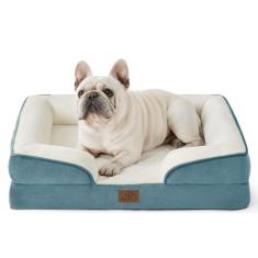 Imagem de Cama de cachorro Bedsure ortopédica impermeável para cães médios azul