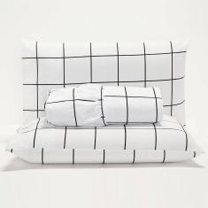 Imagem de Jogo De Lençol Minimalist Solteiro 2 Peças Percal 180 Fios Macio - Branco