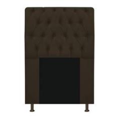 Imagem de Cabeceira Estofada Lady 90 cm Solteiro Com Capitonê  Suede Marrom - Doce Sonho Móveis