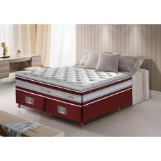 Imagem de Conjunto Cama Box King de Molas Ensacadas D33 com Pillow top Cama inBox Select 193x203x71 Vinho