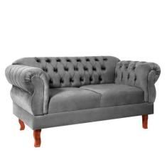 Imagem de Namoradeira Chesterfield Elisabeth 2 Lugares Via Encanto Veludo Cinza