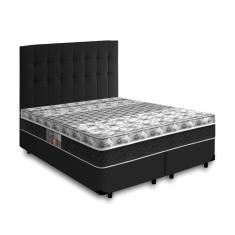 Imagem de Cama Box + Cabeceira Cassis e Colchão Queen - Castor - Class Bonnel One Face - 158x198x60cm Preto