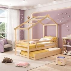 Imagem de Bicama Infantil Prime House com Telhado V Casatema Branco/Natural