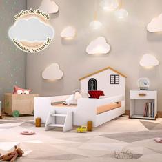 Imagem de Cama Montessoriana Infantil Solteiro Belissima Preta Branca e Mel + Lu