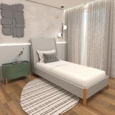 Imagem de Cama Solteiro com Cabeceira e Mesa de Cabeceira 100% MDF - Casa Lar Do