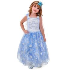 Imagem de Fantasia Elsa Frozen Infantil Rainha de Luxo Com Tiara e Capa - Fantas
