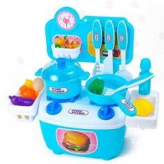 Imagem de Cozinha Brinquedo Realista Completa Sistema Água Azul 14Pcs