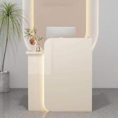 Imagem de Mesa de recepção com balcão, excelente economia de espaço, balcão frontal com gaveta com trava, mesa de escritório em casa, para salão, recepção, checkout, lobby, salão de beleza, escritório, damasco,