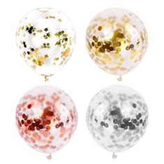 Imagem de 10 Balões De Festa De Látex Dourados Estrelas Confete Rosê