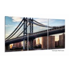 Imagem de Quadro Ponte De Manhattan Para Sala Quarto Em Tecido 3 Peças