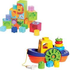 Imagem de Kit De Brinquedos Educativos Barco + Cubinhos 5 Em 1