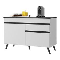 Imagem de Balcão Cozinha Gabinete Pia 120 cm 2 Portas 1 Gaveta Veneza Multimóveis Mp3680.964 Branco/preto