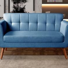 Imagem de Namoradeira Sofá Bruna Moderna Decoração Sala Recepção Azul