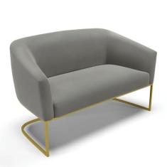 Imagem de Sofá Namoradeira 2 Lugares Base Industrial Dourado Stella Suede Grafite D03 - D'Rossi