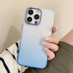 Imagem de Estojo transparente com gradiente de revestimento de luxo para iPhone 14 13 12 11 Pro Max Protetor de câmera para iPhone XR XS Max Capa traseira transparente, azul celeste, para iPhone 12Pro Max
