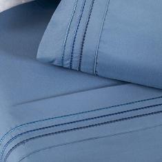 Imagem de Jogo de Lençol Queen Yara bordado 4 peças Azul