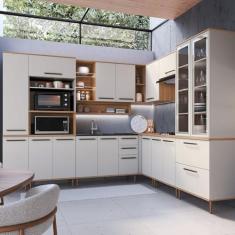 Imagem de Cozinha Modulada Completa, 10 Peças com Torre Quente Para 2 fornos Freijo/Arenas