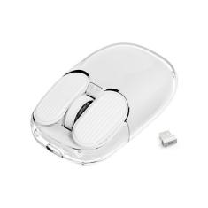 Imagem de A.JAZZ I069 Mouse para jogos sem fio de 2,4 GHz, mouse portátil totalmente transparente, mouse silencioso recarregável com luz de fundo RGB, DPI ajustável de 3 níveis, mouse de design fofo para
