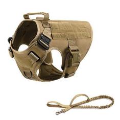 Imagem de RubRab Peitoral tático para cães com alça para treinamento militar Molle colete com fivelas de metal e painéis de laço para cães grandes para caminhadas, caminhadas, caça, treinamento, coleira