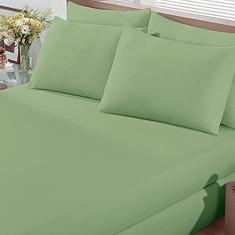 Imagem de Lençol Queen Basic Rolinho Malha Liso Buettner Verde Alecrim