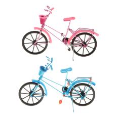 Imagem de 2pcs 1:10 Modelo De Bicicleta De Alumínio Bicicleta Com Cesta De Artesanato Brinquedo Presente