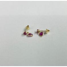 Imagem de Brinco Menina Bebê Infantil Rosa Com Pedrinha Em Ouro 18K - Virtuale