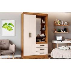Imagem de Guarda Roupa 2 Portas e 3 Gavetas c/ 1 Espelho Briz B64 Nature/Off White - Henn