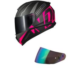 Imagem de Capacete Norisk Razor Full Preto e Rosa Fosco Mais Viseira Camaleão