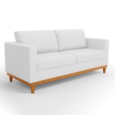 Imagem de Sofá 03 Lugares Linho Base Madeira Castanho A05 Cinza