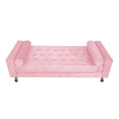 Imagem de Recamier Baú Félix Solteiro 140cm Suede Rosa Bebê