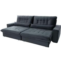 Imagem de Sofá Retrátil e Reclinável Hellen Magestic 4 Lugares 250 cm com Rinheira no tecido Platinium Grafite