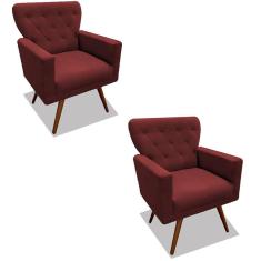 Imagem de Kit 02 Poltronas Decorativa Julieta Pés Madeira Suede Marsala