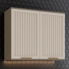 Imagem de Armário Aéreo Cozinha 80 Cm Connect 2 Portas Ripado Duna/Cristal - Henn