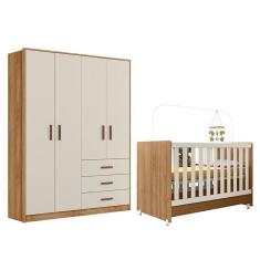 Imagem de Jogo de Quarto Infantil Pérola Guarda Roupa e Berço - Peternella Móveis