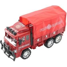 Imagem de Brinquedo Caminhão Miniatura Bombeiros Resgate Vermelho A Fricção - Gi