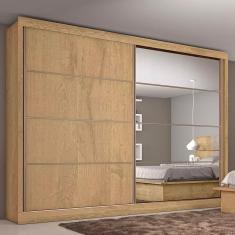 Imagem de Guarda-Roupa Casal Mademarques Sevilha Flex com 228 cm Largura, 2 Portas, 6 Gavetas, 10 Prateleiras e Espelho