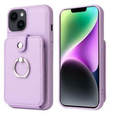 Imagem de Capa de telefone tipo carteira com anel de dedo para iPhone 15 Pro Max 14 13 12 11 Pro Max 15Plus Couro com suporte para cartões Capa traseira, roxo claro, para iPhone 15 Pro
