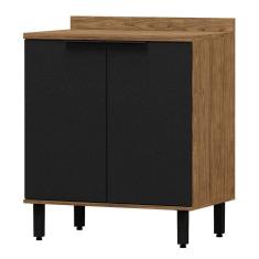Imagem de Balcão de Cozinha Toscana 2 Portas 100% Mdf Freijó/Nero Bto02 - Mx Móveis