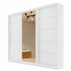 Imagem de Guarda Roupa Casal 3 Portas de Correr com Espelho Capri Cor Branco