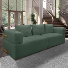 Imagem de Sofá Bipartido 3 Lugares com Almofadas Soltas 220cm Nuuk Linho Verde G63 - Gran Belo